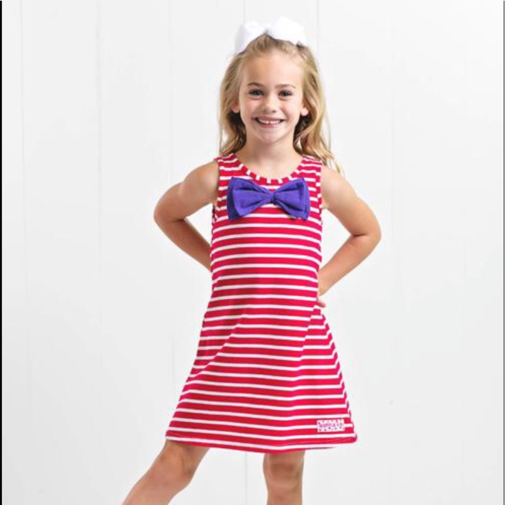 Hot pink and purple striped bow tank